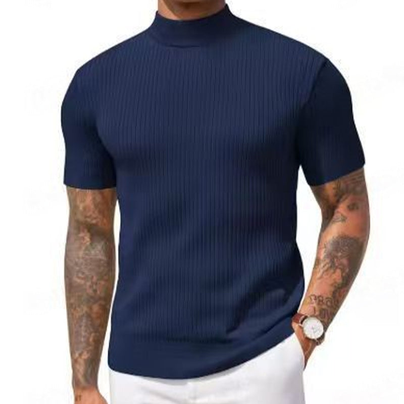 👔 DU CASUAL AU CHIC | T-shirt côtelé à col montant, confortable et tendance -50 %
