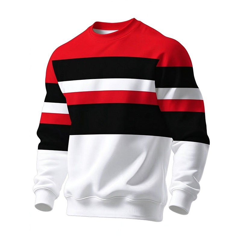 💎 Offre exclusive 🧶 Sweat-shirt décontracté rayé à col rond pour homme, au tissu doux ✨