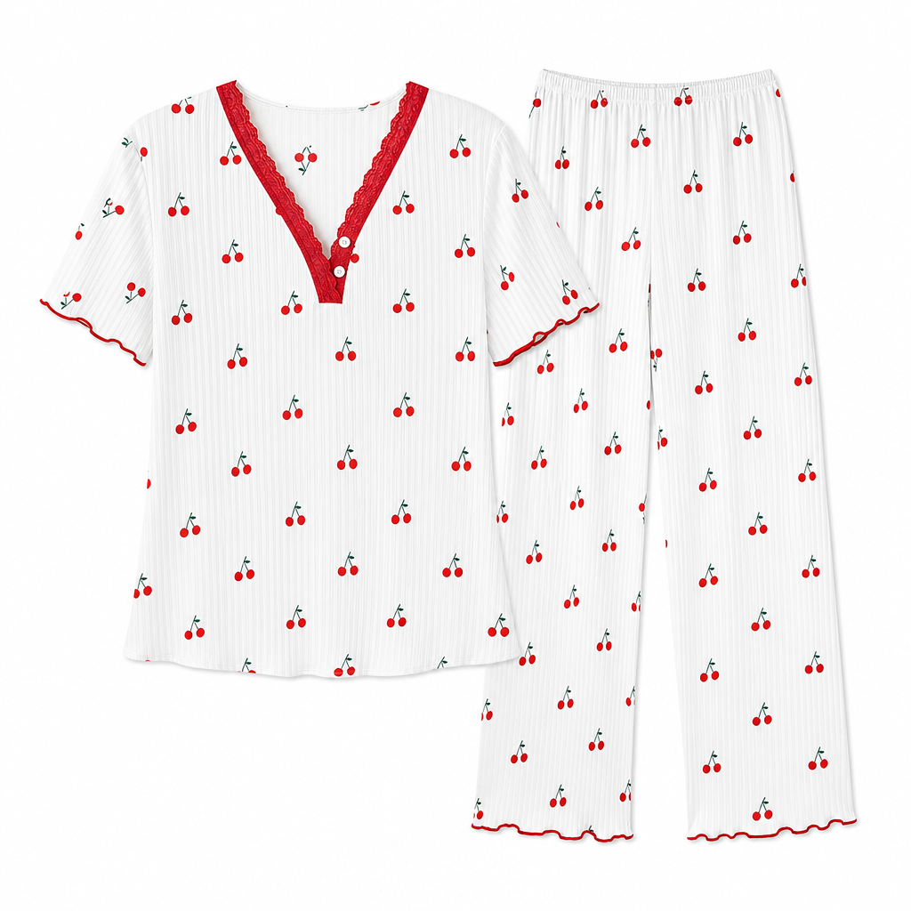 🌿 Doux et agréable | Ensemble de pyjama imprimé pour femme