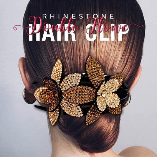 （Buy 1 get 1 free）Rhinestone Double Flower Hair Clip
