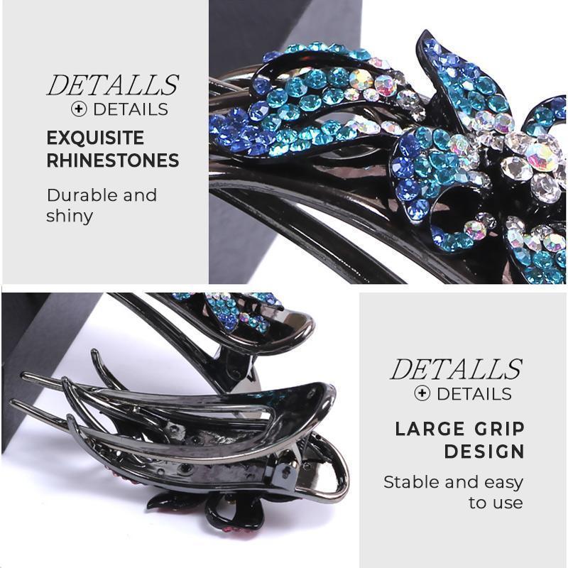 (Buy 1 get 1 free)Rhinestone Double Flower Hair Clip-3