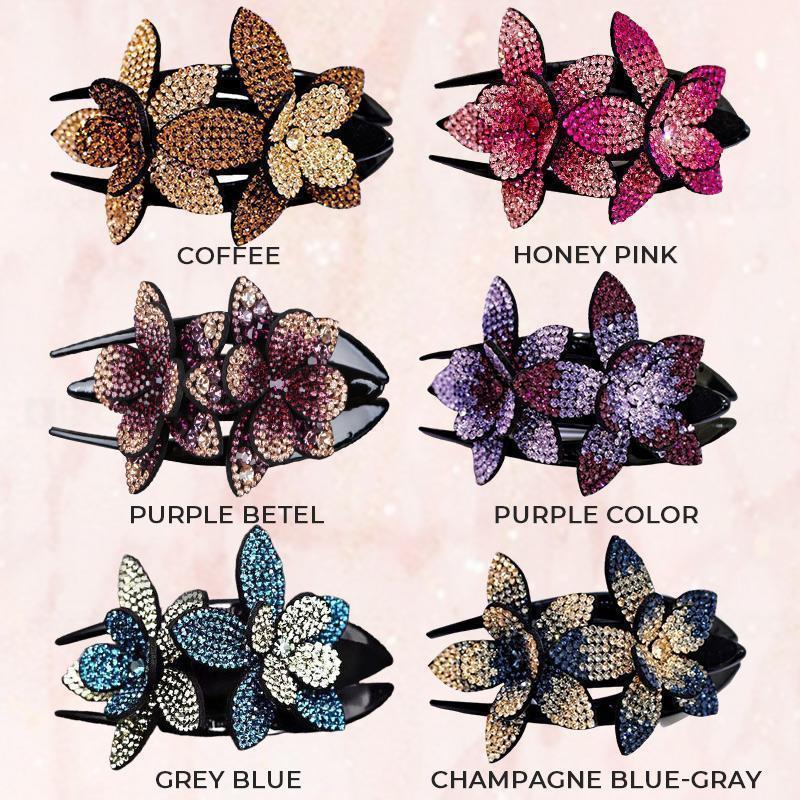(Buy 1 get 1 free)Rhinestone Double Flower Hair Clip-6