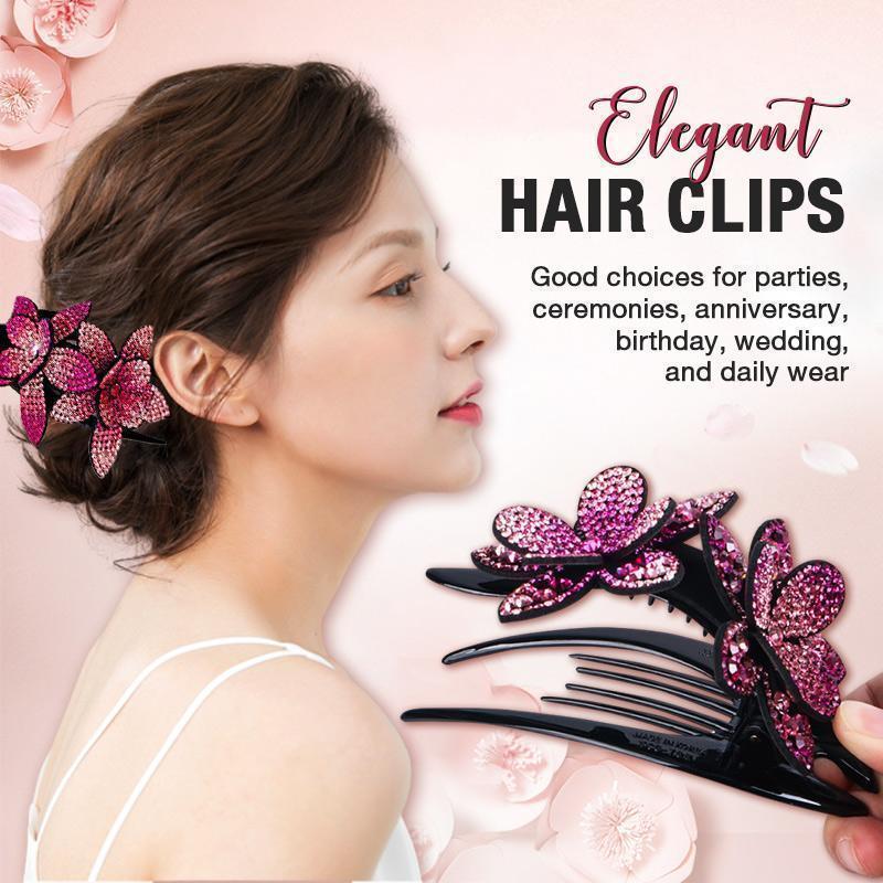 (Buy 1 get 1 free)Rhinestone Double Flower Hair Clip-7