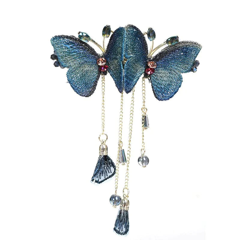 Temperament Butterfly Rhinestone Tassel Hair Clip-6