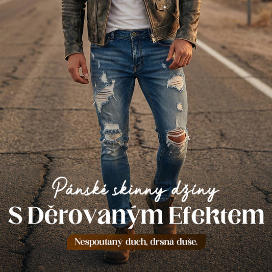 🔥🎁Nová 50% SLEVA🔥Stylové pánské skinny džíny s efektem opotřebení