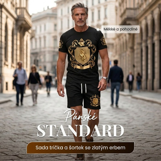 Pánská sada trička a šortek se zlatým logem