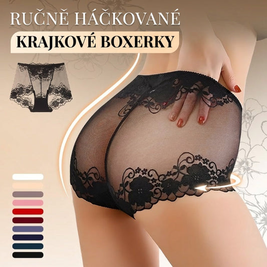 💞50% sleva 💞 Ručně háčkované krajkové kalhotky s vysokým pasem