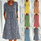 🎁2024 Novoroční horký výprodej🎁Příležitostné dámské květinové šaty Scoop Neck (8 barev s kapsami)