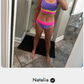 🎁Novinka: 50% SLEVA 🌼 Třídílné sportovní bikiny z nylonu s barevnými bloky – vysoký pas se zeštíhlujícím efektem na břicho 👙
