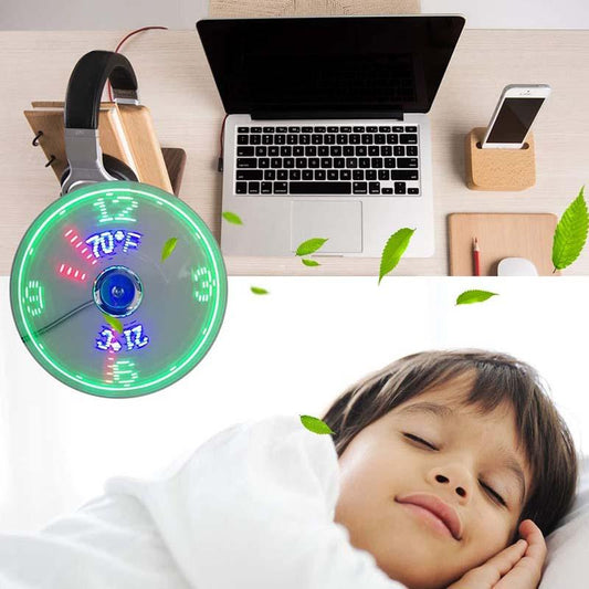 USB ventilátor LED hodiny světlo