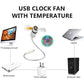 USB ventilátor LED hodiny světlo
