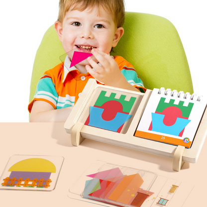 Geometrická skládačka s dřevěnou základnou