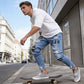 🔥 NYNÍ SLEVA 50 %! 👖 Pánské roztrhané úzké džíny – výrazný patchwork a odolná džínovina 🎨👟
