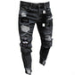 🔥 NYNÍ SLEVA 50 %! 👖 Pánské roztrhané úzké džíny – výrazný patchwork a odolná džínovina 🎨👟