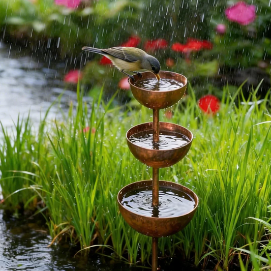 🐦3patrové rustikální kovové krmítko a napáječka pro ptáky