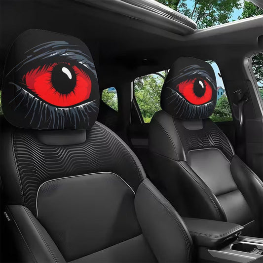 👁️‍🗨️🚗 Potah na opěrku hlavy s motivem strašidelného červeného oka – originální design🎃