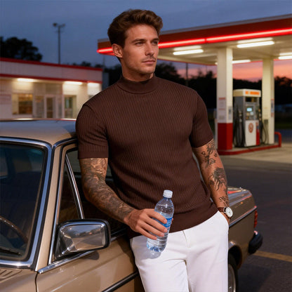 👔 DU CASUAL AU CHIC | T-shirt côtelé à col montant, confortable et tendance -50 %