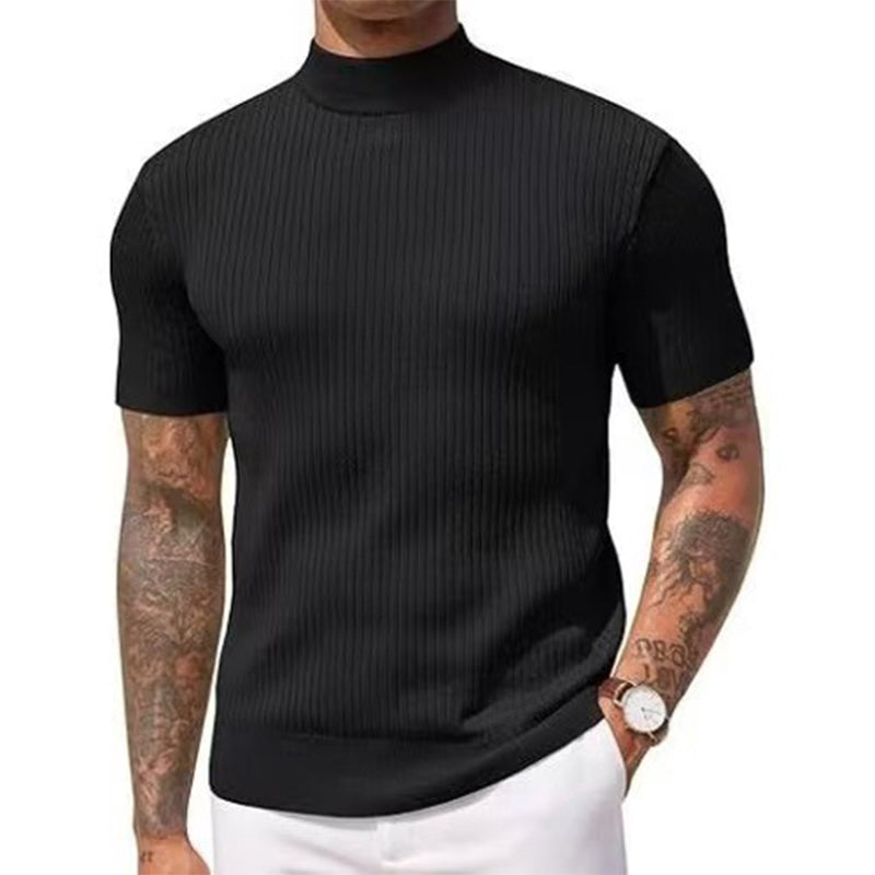 👔 DU CASUAL AU CHIC | T-shirt côtelé à col montant, confortable et tendance -50 %
