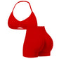 Vyhlaďte siluetu díky vysokému pasu – dámská sportovní souprava halter top a kraťasy. Možnost dobírky! ✨