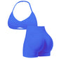 Vyhlaďte siluetu díky vysokému pasu – dámská sportovní souprava halter top a kraťasy. Možnost dobírky! ✨