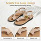 Women's Toe Loop Flat Sandals with Gold Medallion