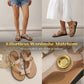 Women's Toe Loop Flat Sandals with Gold Medallion