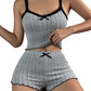 🌙Special Price Only ￡10.99!!🌸Ribbed Knit Cami & Shorts Pajama Set