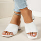 Dámské pletené sandály s hranatou špičkou a silným podpatkem
