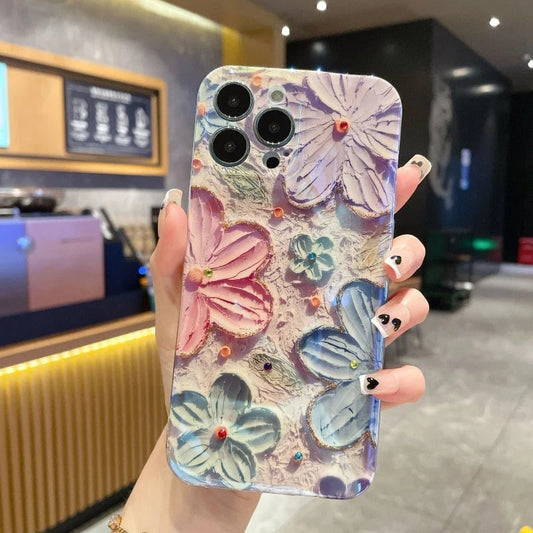 Výprodej – retro pouzdro na iPhone s motivem olejomalby květin