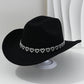 Dámský kovbojský klobouk se srdíčky ze strassů – Elegantní francouzský jazzový fedora
