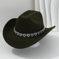 Dámský kovbojský klobouk se srdíčky ze strassů – Elegantní francouzský jazzový fedora