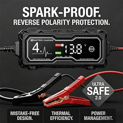 🔋 Inteligentní nabíječka a udržovač akumulátorů – pulzní regenerace akumulátorů, vestavěný voltmetr, osminásobná bezpečnostní ochrana