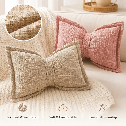 🛋️✨Ozdobný polštář s mašlí, ideální na Instagram – z mimořádně měkkého senilového materiálu, se snímatelným potahem🎀