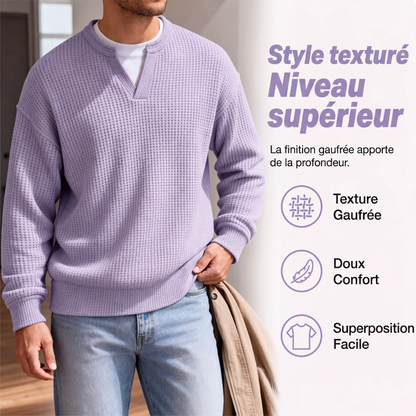 🔥Plus de 42 000 vendus!✨👕T-shirt en nid d'abeille confort superposé🎁