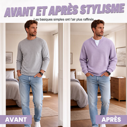 🔥Plus de 42 000 vendus!✨👕T-shirt en nid d'abeille confort superposé🎁