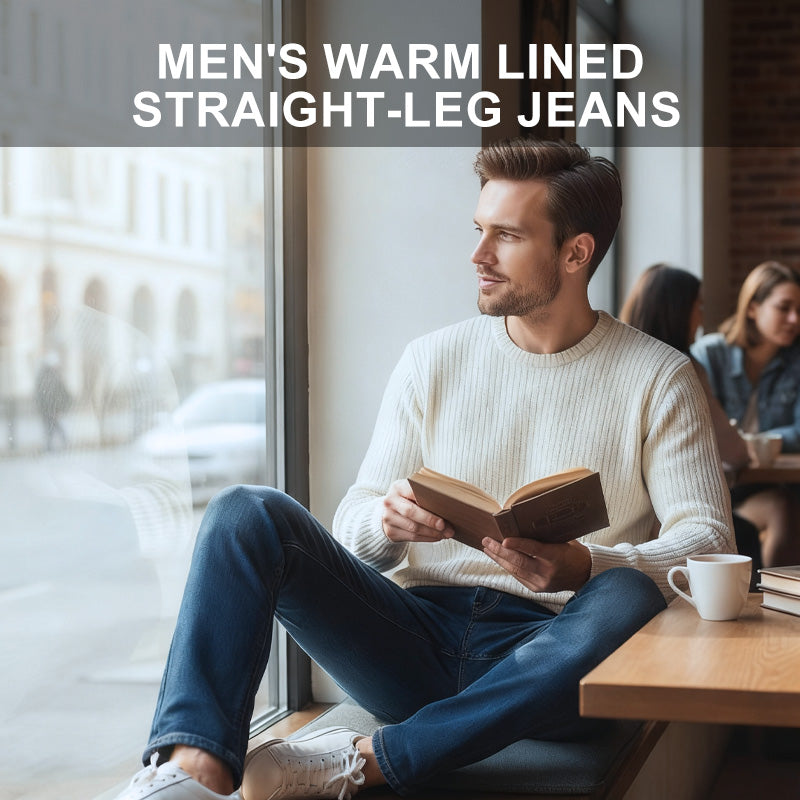 👖 Jean droit doublé chaud pour homme, confortable pour l’hiver ❄️