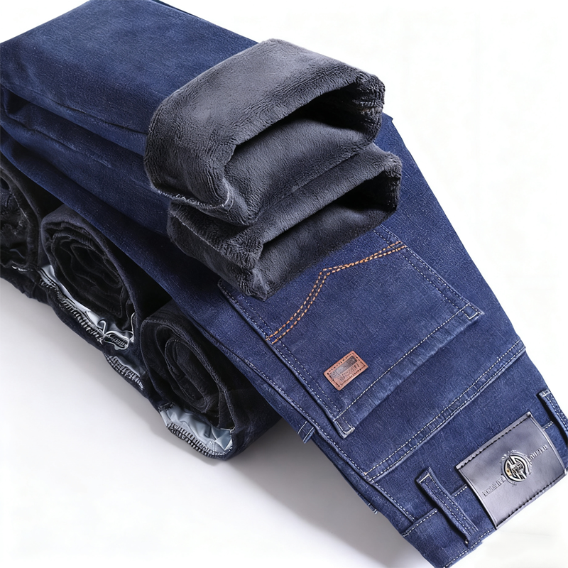 👖 Jean droit doublé chaud pour homme, confortable pour l’hiver ❄️