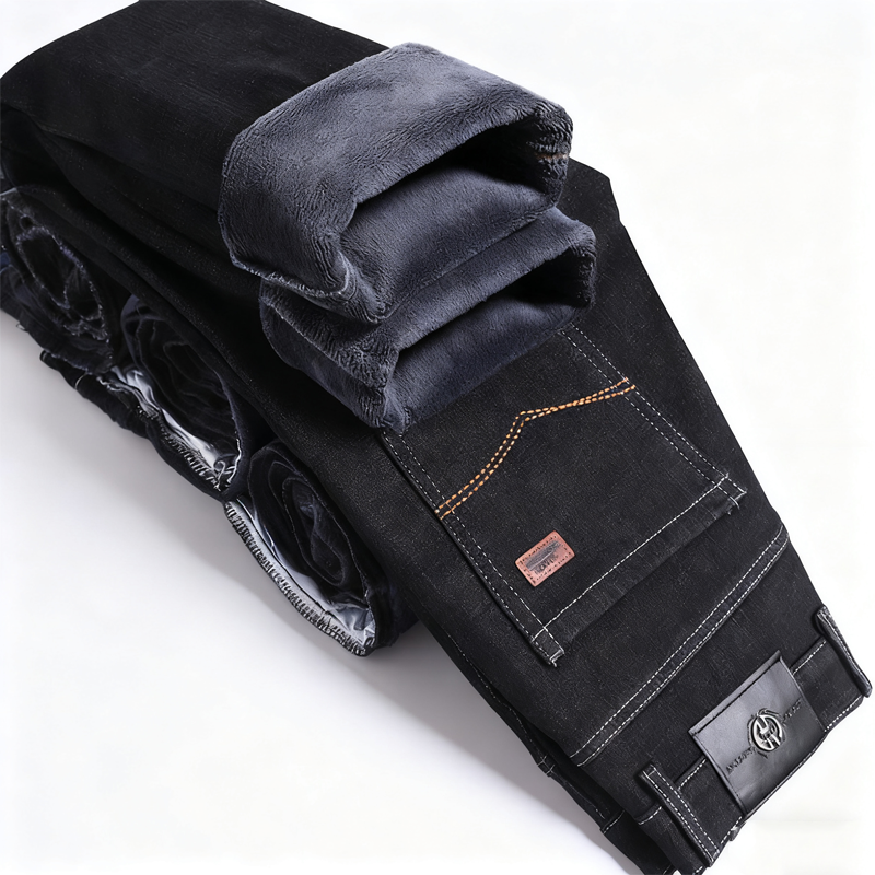 👖 Jean droit doublé chaud pour homme, confortable pour l’hiver ❄️