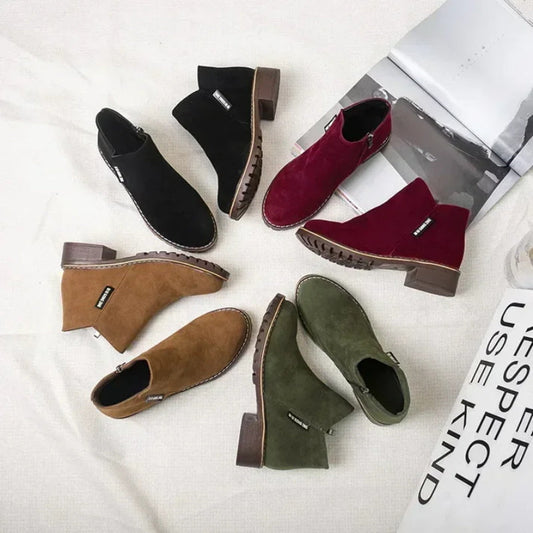 🌸Vente Flash -50%💖Bottines à talon bas avec fermeture éclair latérale pour femmes
