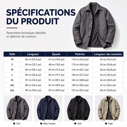 Trench imperméable mi-long pour homme