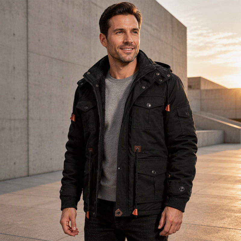 💖Soldes ! Prix cassés💖Veste d'hiver thermique pour hommes avec capuche amovible