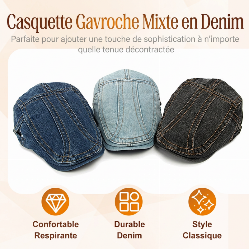 🔥 Nouveautés 2026 | 💸 Casquette newsboy en denim unisexe