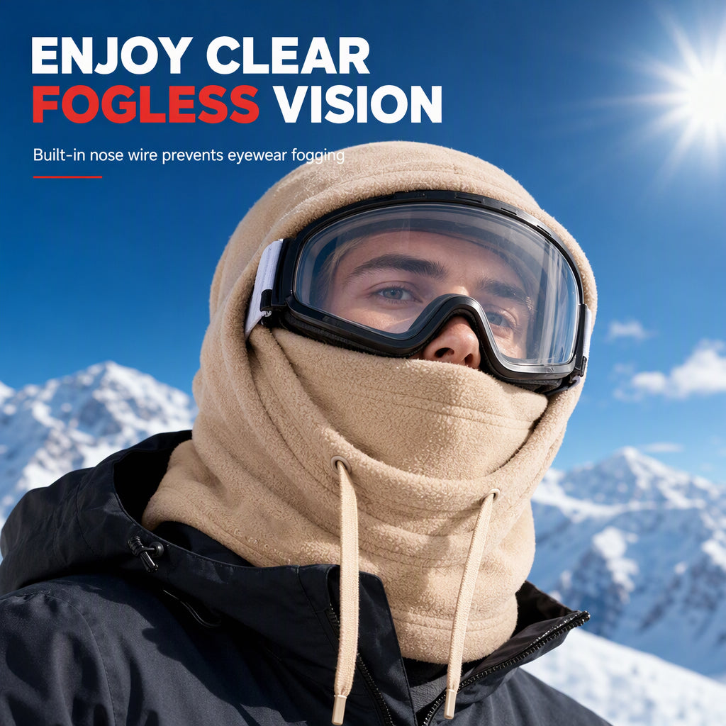 ❄️ Offre Limitée -50% ✨ Cagoule Thermique Polaire Double Épaisseur — Anti-Buée & Coupe-Vent ⛷️