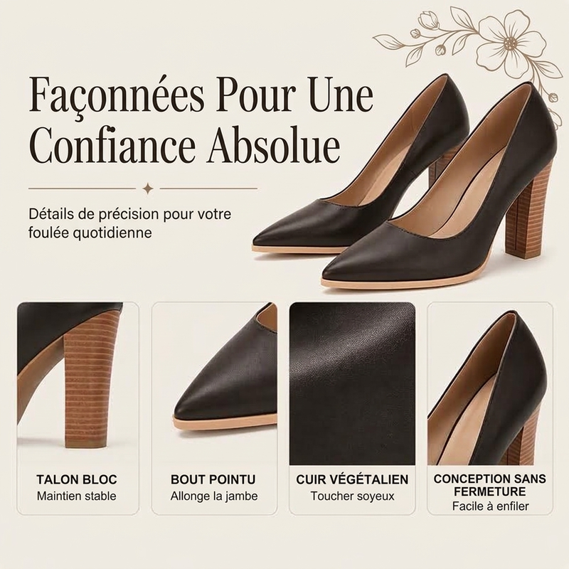 ⏳Liquidation totale⏳Escarpins femme à talons hairs épais et bout pointu élégants