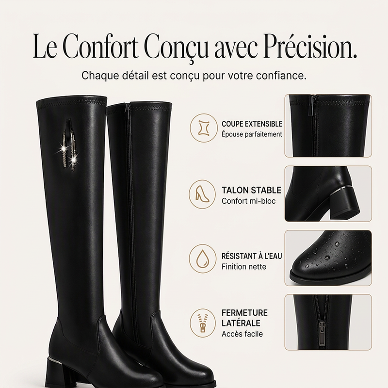 🥳💞 +65 000 vendues🔥👢 Bottes femme chaudes élastiques, modèle au-dessus du genou élégant 🎁