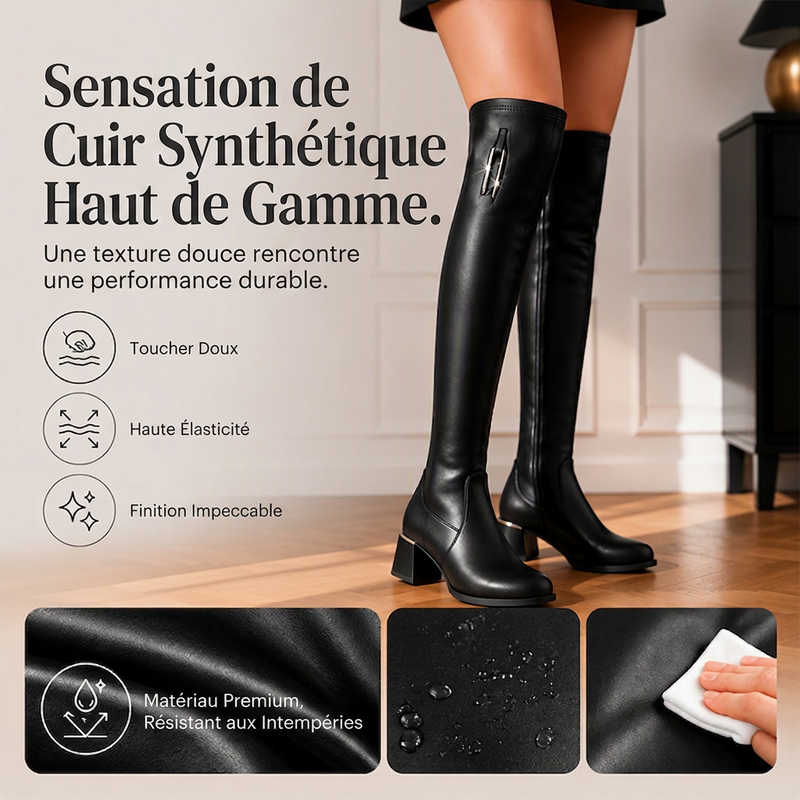 🥳💞 +65 000 vendues🔥👢 Bottes femme chaudes élastiques, modèle au-dessus du genou élégant 🎁