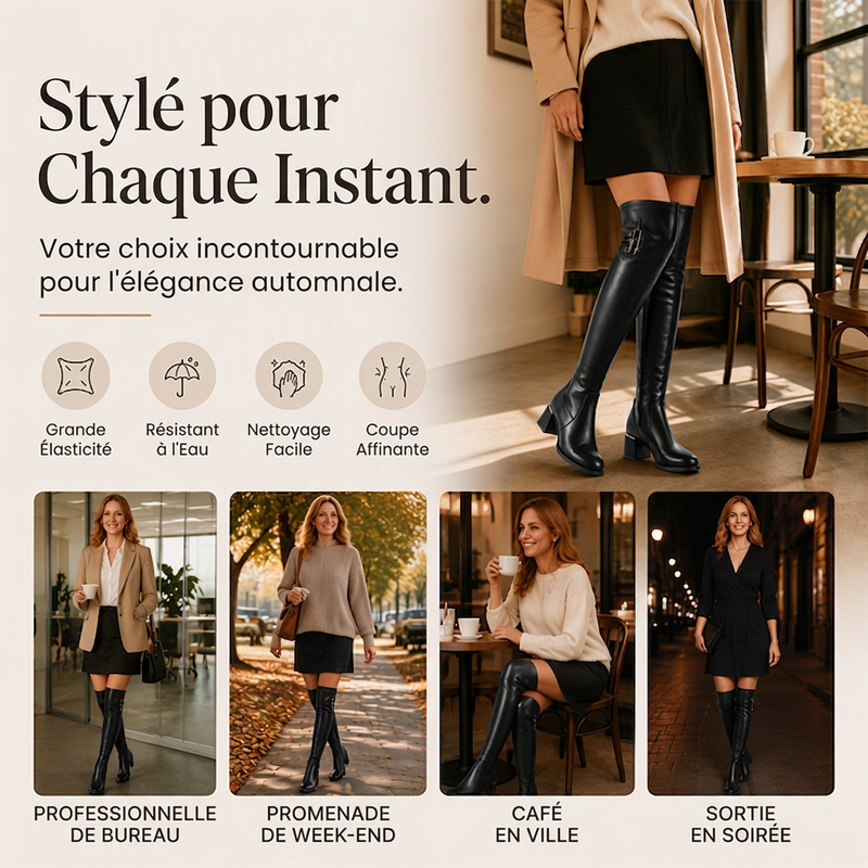 🥳💞 +65 000 vendues🔥👢 Bottes femme chaudes élastiques, modèle au-dessus du genou élégant 🎁