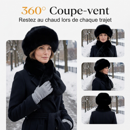 Ensemble chaud d'hiver : écharpe et bonnet en peluche épaisse