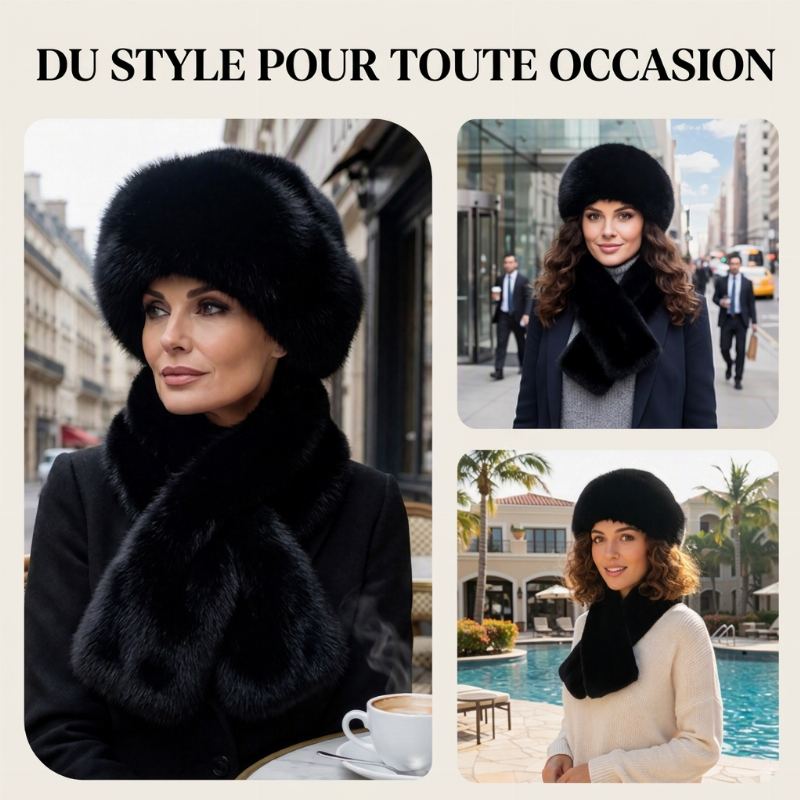 Ensemble chaud d'hiver : écharpe et bonnet en peluche épaisse
