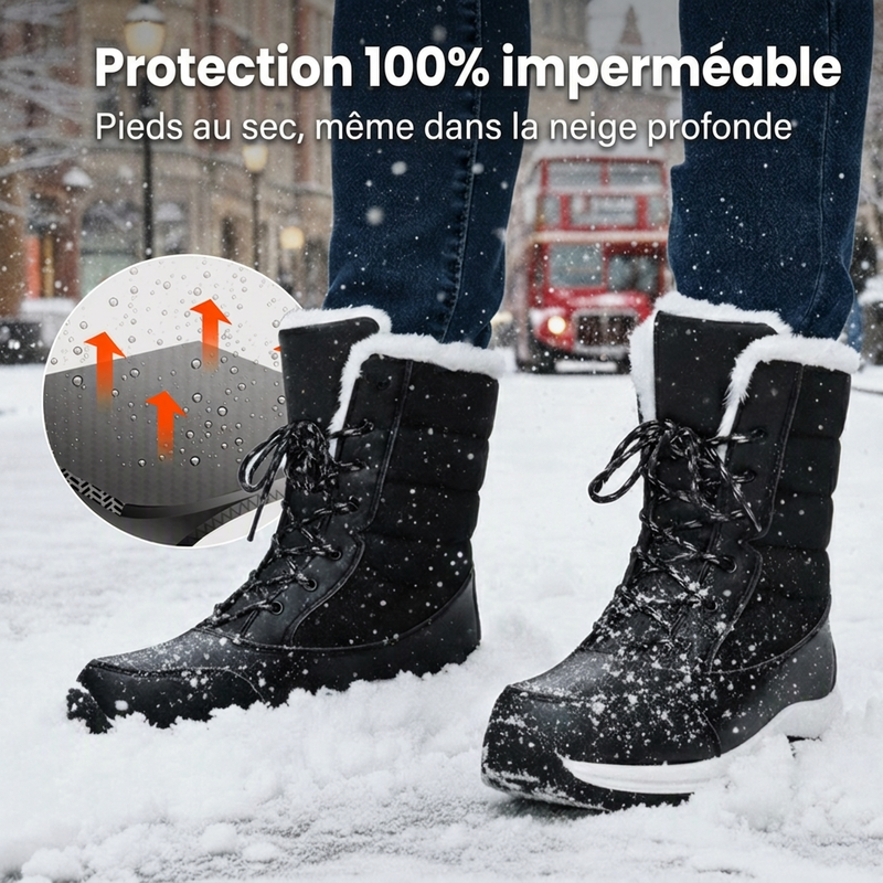🥳💞 +26 000 vendues🔥👢Bottes de neige mi-mollet imperméables à doublure pelucheuse pour femmes🎁